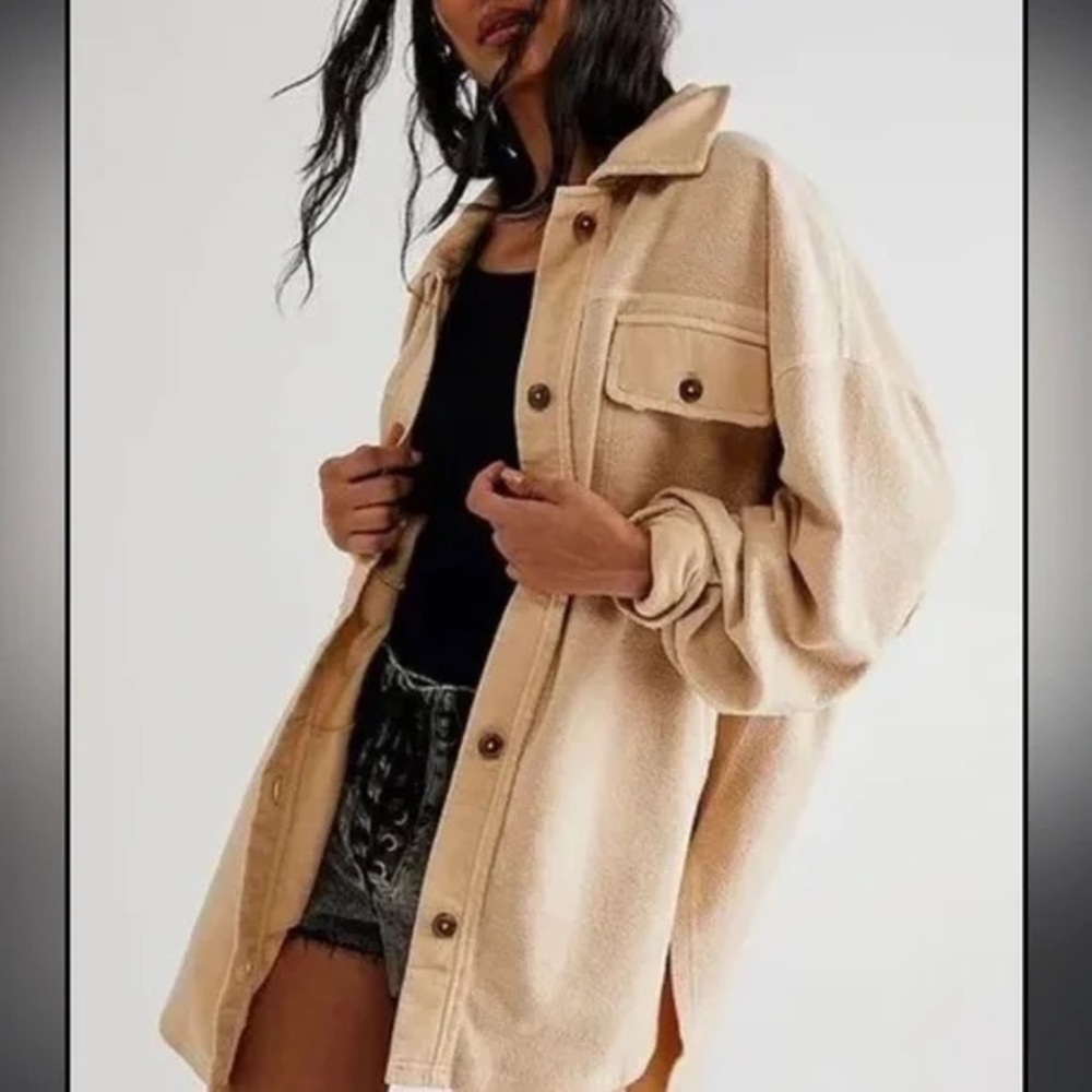 Free People “Ruby” Two tone creamsicle orange Shacket